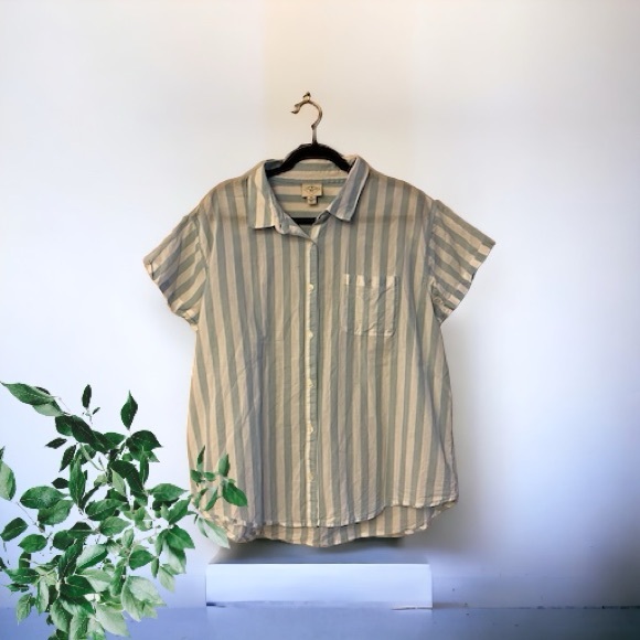 St. John’s Bay Light Blue & White Striped Cotton Shirt - Picture 11 of 11